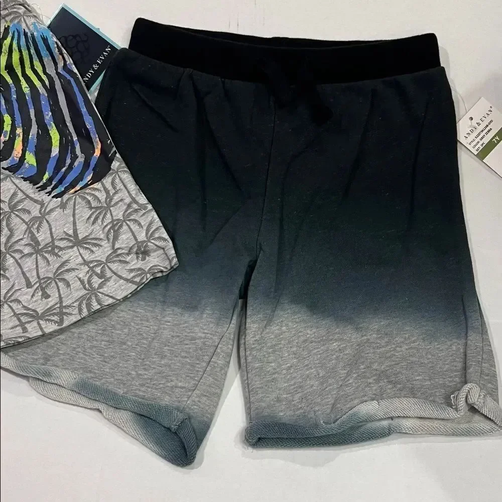 Andy & Evan gray Zebra print 2 piece matching short set NWT